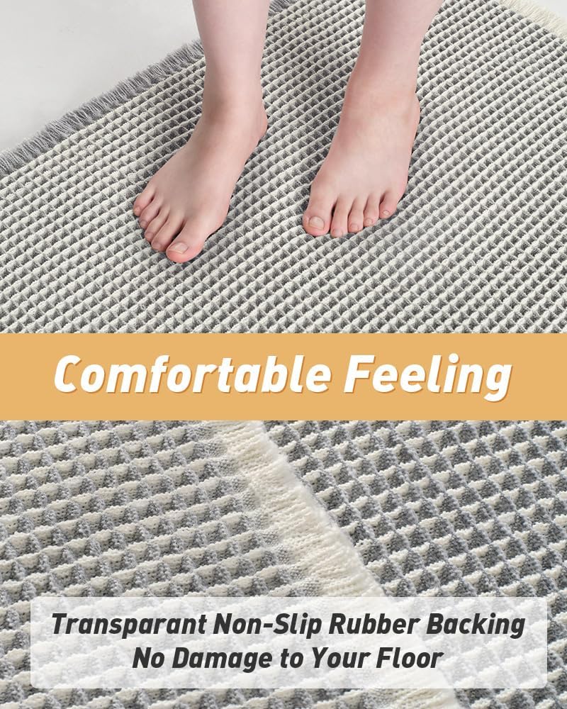 Upgraded Waffle Bath Mat Ultra Absorbent Non Slip Bathroom Mat, 18" x 30"