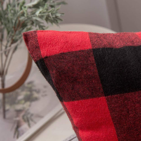 MIULEE Christmas Plaid Lumbar Pillow Covers 12x20 Black and Red Pack of 2