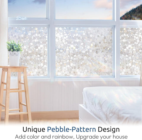 rabbitgoo Window Privacy Film, Decorative Rainbow Clings, 17.5" x 78.7"