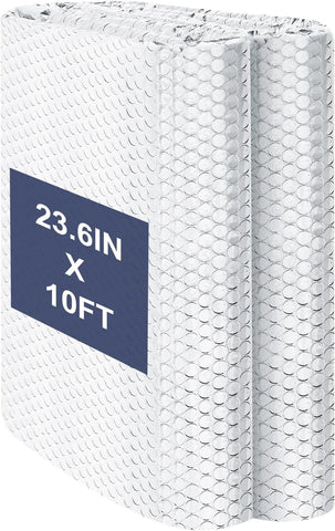 DGSL Double Reflective Bubble Foil Insulation Foam, 23.6 in X 10 FT Aluminum Foil Thermal Insulation Radiant Barrier for Window, Garage Door, RV, Roof
