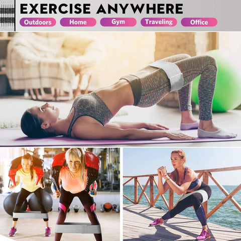 Renoj Resistance Bands for Working Out: 3-Set Professional Exercise Bands for Pilates, Yoga, Home Gym, Booty, Leg Training | Heavy/Medium/Light Fabric Loops for Women Men