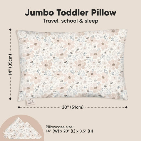 KeaBabies Organic Toddler Pillow with Pillowcase, Jumbo 14X20 (Flora Vale)