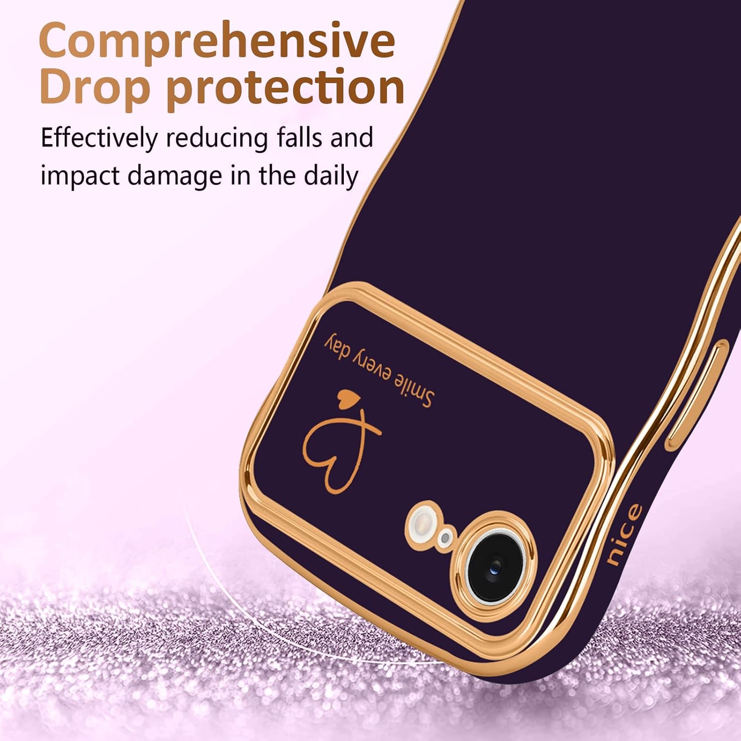 LCHULLE for iPhone 17e/16e Case Cute for Women Girls Wave Shape,Dark Purple