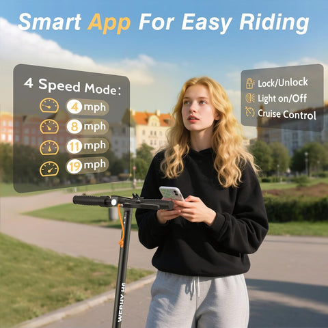 WERHY Electric Scooter, 500W/350W Powerful Motor & 19MPH Top Speed, 16/25/27 Miles Range, Folding E Scooter with Dual Braking for Teens and Adults