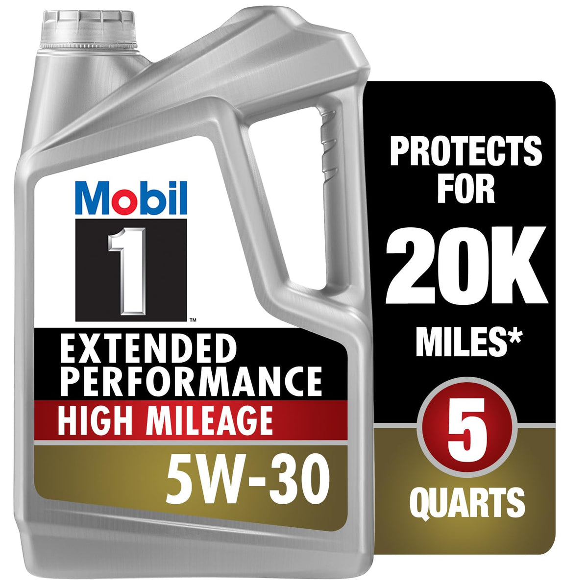 Mobil 1 Extended Performance High Mileage Full Synthetic Motor Oil 5W-30, 5 Quart