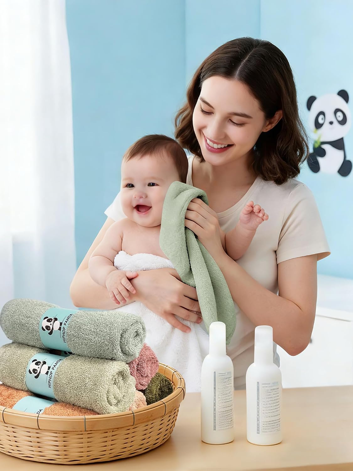 HIPHOP PANDA Soft Baby Washcloths, 2-Layer, 30 Pack Newborn Gift Set