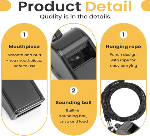 2 Sports Whistles with Lanyard, Loud Crisp Sound Whistle Ideal for Coaches, Referees, Officials,Outdoor Enthusiasts, and Family Emergencies.