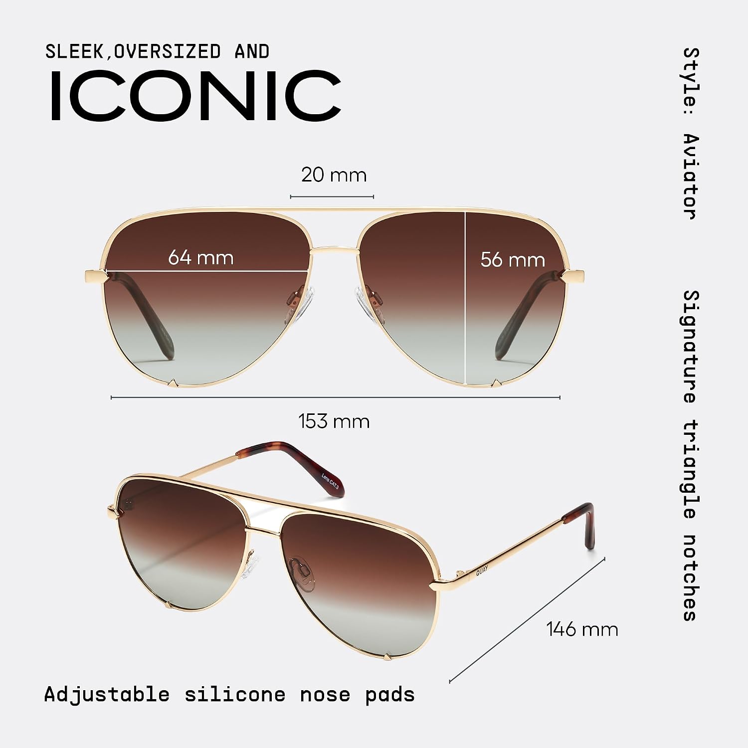 QUAY High Key Extra Large Aviator Sunglasses