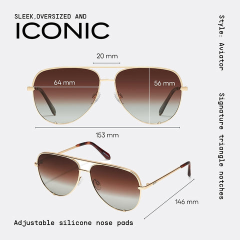 QUAY High Key Extra Large Aviator Sunglasses