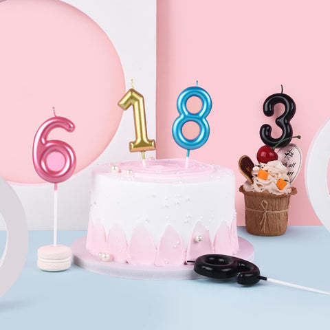 PHD CAKE 2.76 inch Classical Blue 4 Number Birthday Candles, Blue Number Candles, Cake Number Candles, Party Celebration