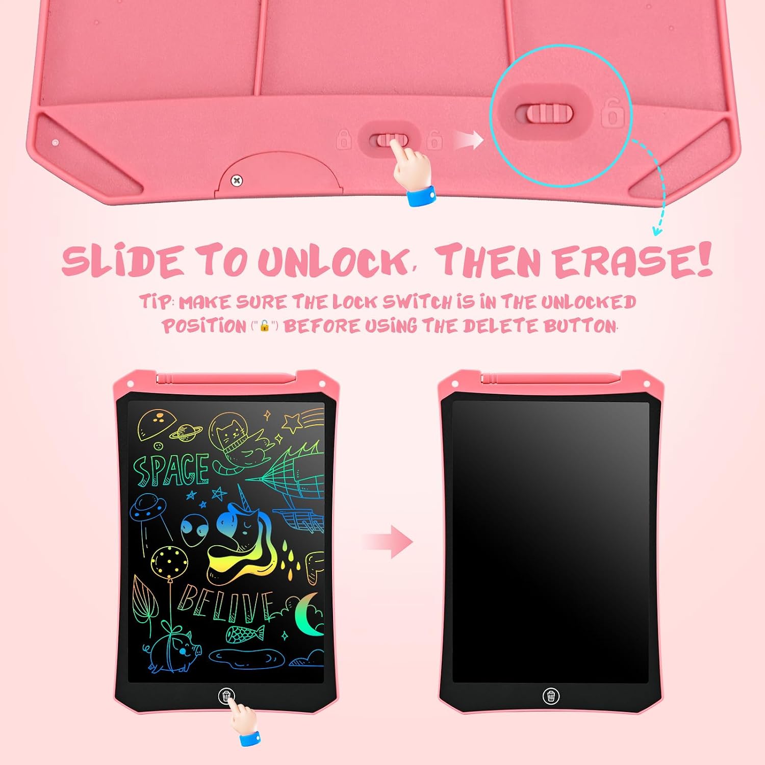 EooCoo Kids LCD Writing Tablet, Mess Free Coloring Books, Travel Toys