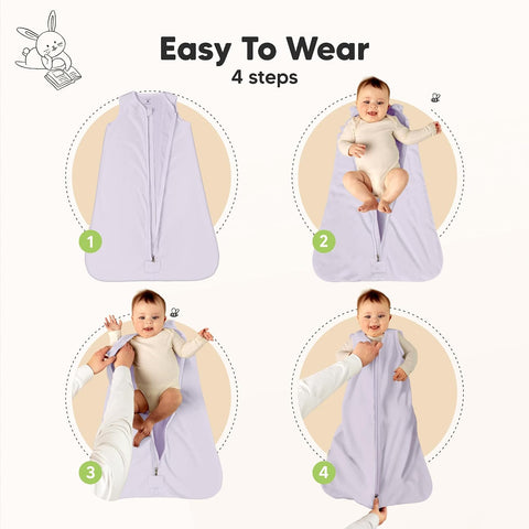 2-Pack Baby Sleep Sacks, Zipper Wearable Blanket,100% Cotton (Lilac, M)