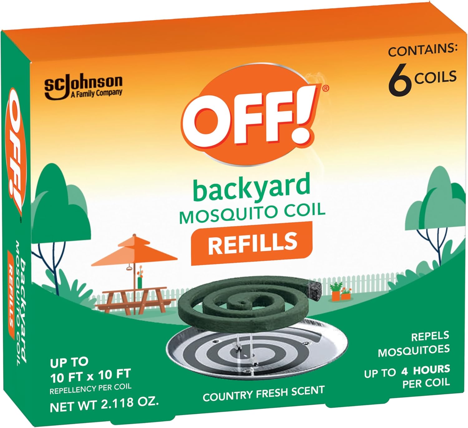 Off! Backyard Mosquito Repellent Coil Refills, Country Fresh Scent, 6 Count
