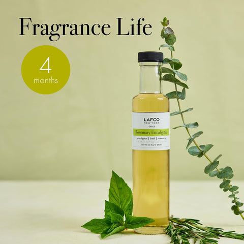 LAFCO New York Reed Diffuser Refill, Rosemary Eucalyptus - 8.4 oz - Up to 4-Month Fragrance Life - Includes Natural Wood Reeds - Free of Dyes & Propellants - Made in the USA