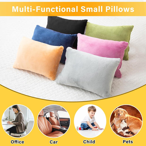 1 MIDDLE ONE 2 Pack Small Pillow, Memory Foam Mini Pillow 11 X 7 Inches for Travel, Sleeping, Nap and Neck, Knee, Lumbar Support, Tiny Cushion for Pet, Dogs (Black)