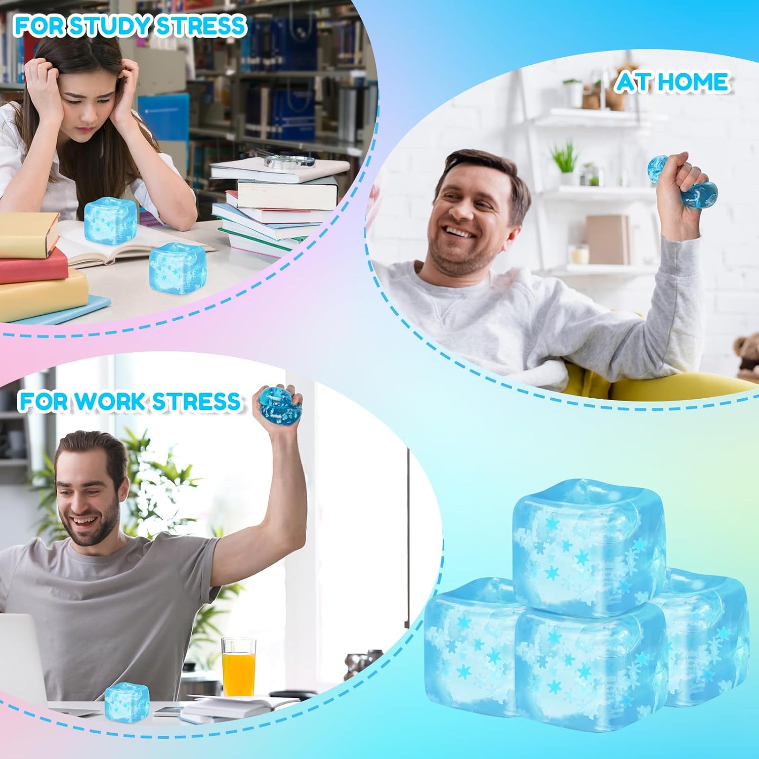 12 Pcs Stress Cube Sensory Ice Cube Ball, Blue