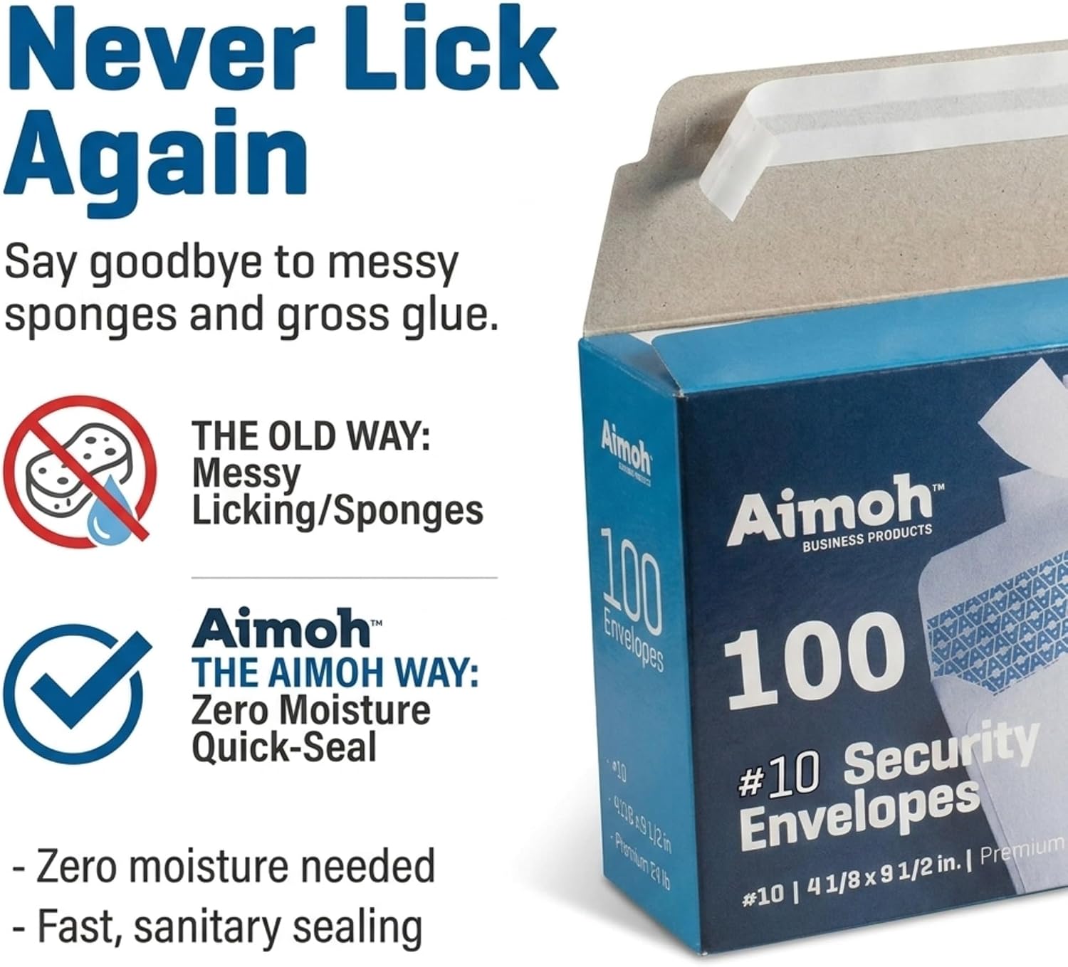 Aimoh #10 Security Mailing Envelopes Letter Size, Self Seal, 100 Count
