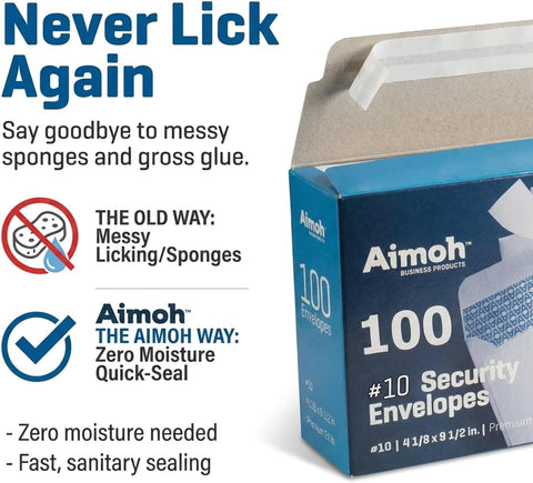 Aimoh #10 Security Mailing Envelopes Letter Size, Self Seal, 100 Count