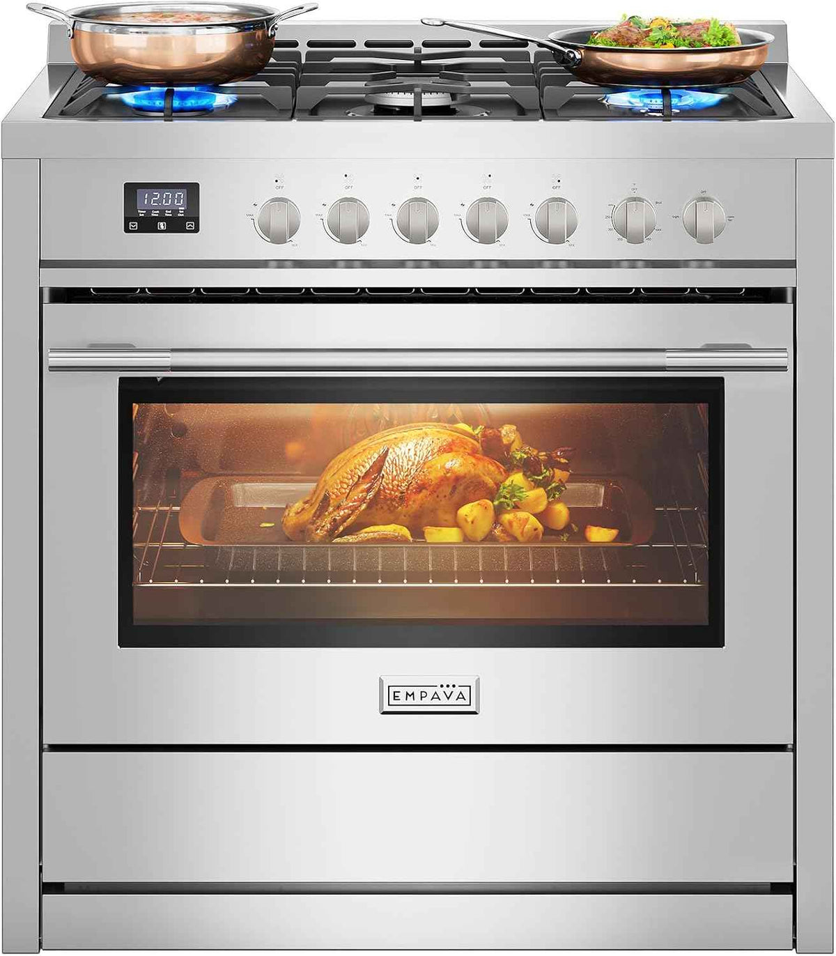 Empava 36″ Professional Gas Range with 18K BTU Triple-Ring Power Burner