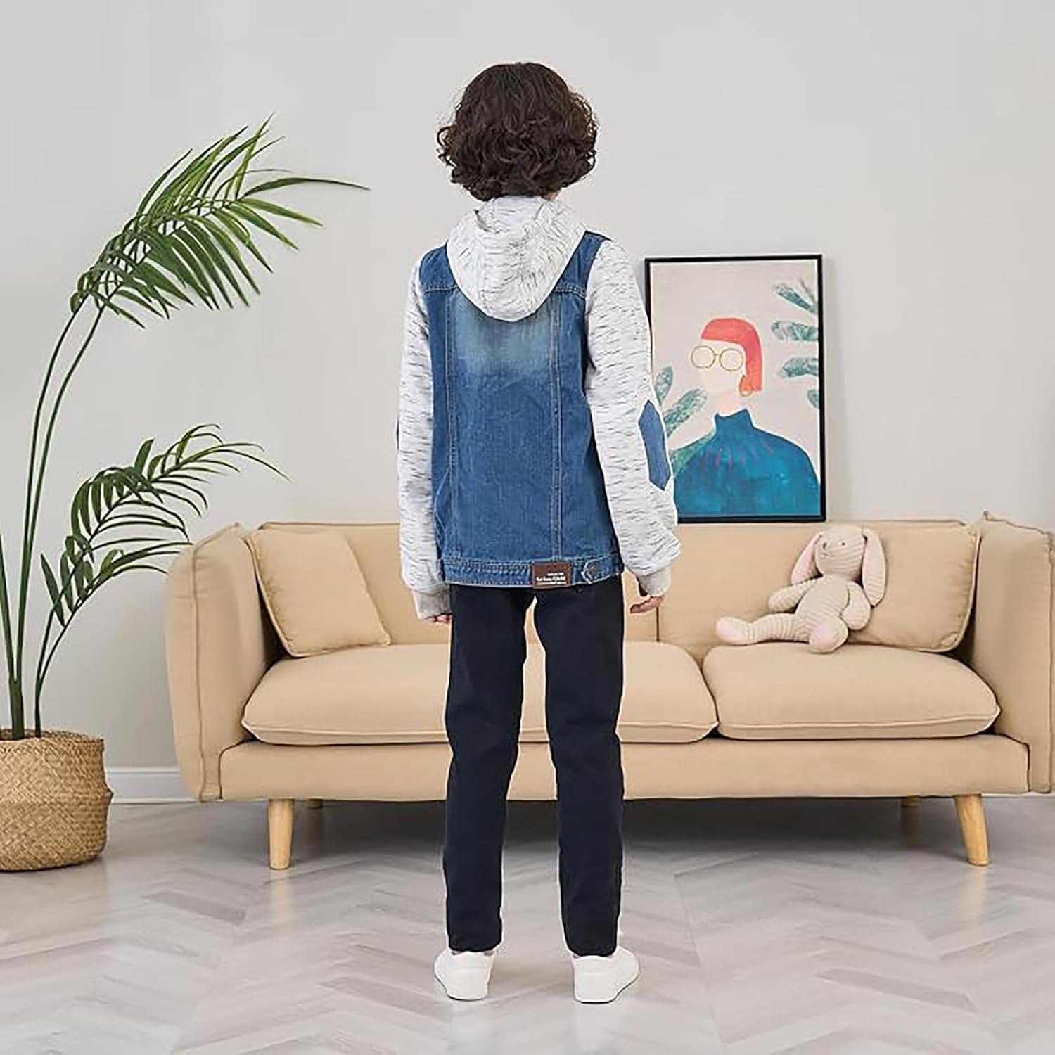 Mallimoda Kids Boys Girls Hooded Denim Jacket