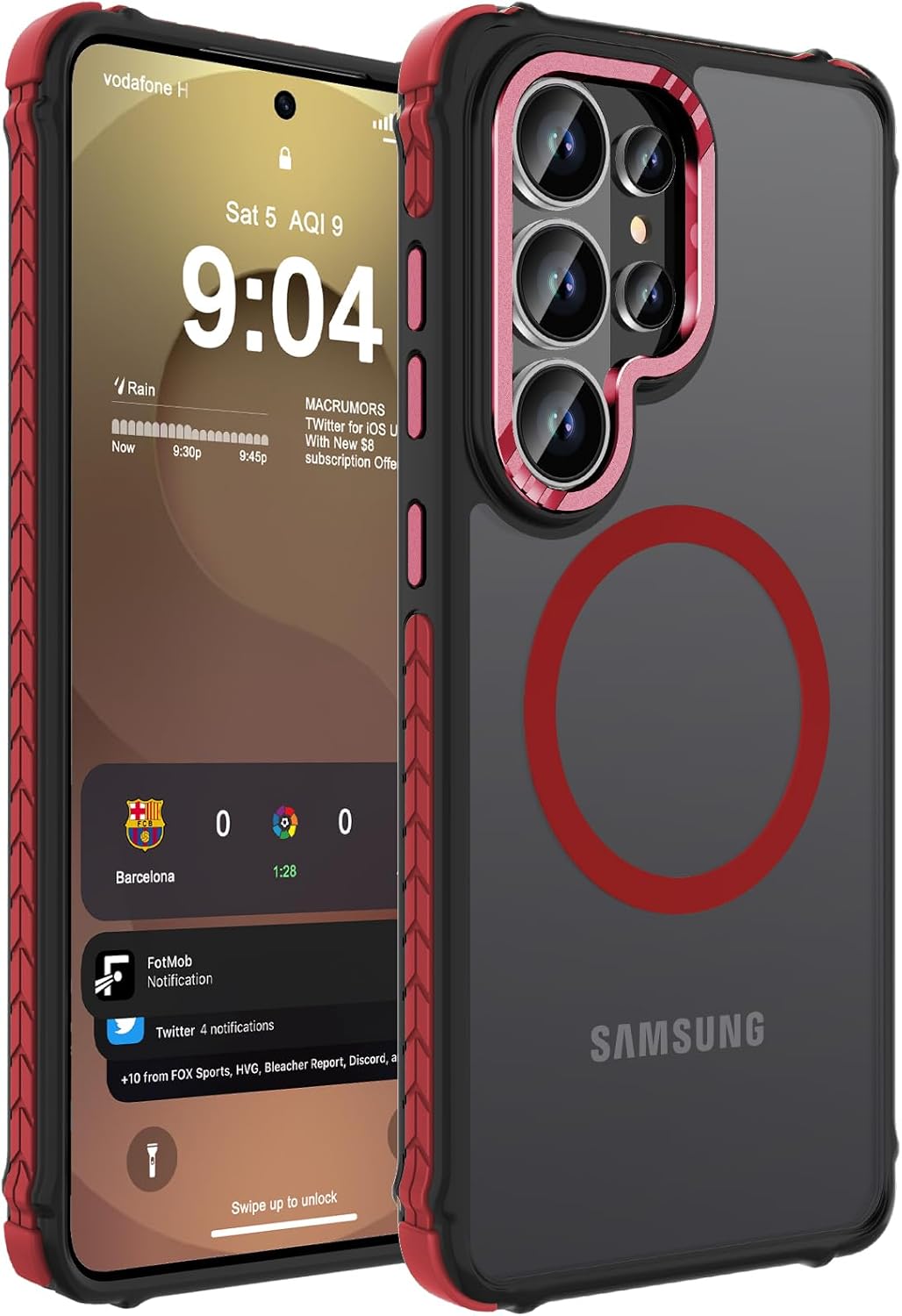 DEERLAMN Strong Magnetic Case for Samsung Galaxy S26 Ultra, Matte Red