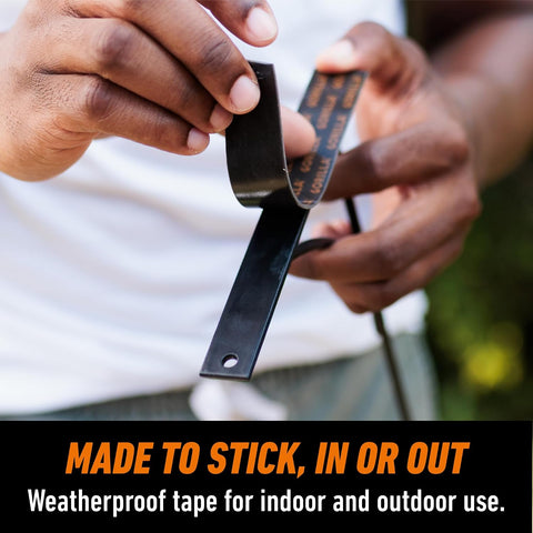 Gorilla Heavy Duty Double Sided Mounting Tape, Black Tape, 1" x 120" (Pack of 12) - Weatherproof for Indoor or Outdoor
