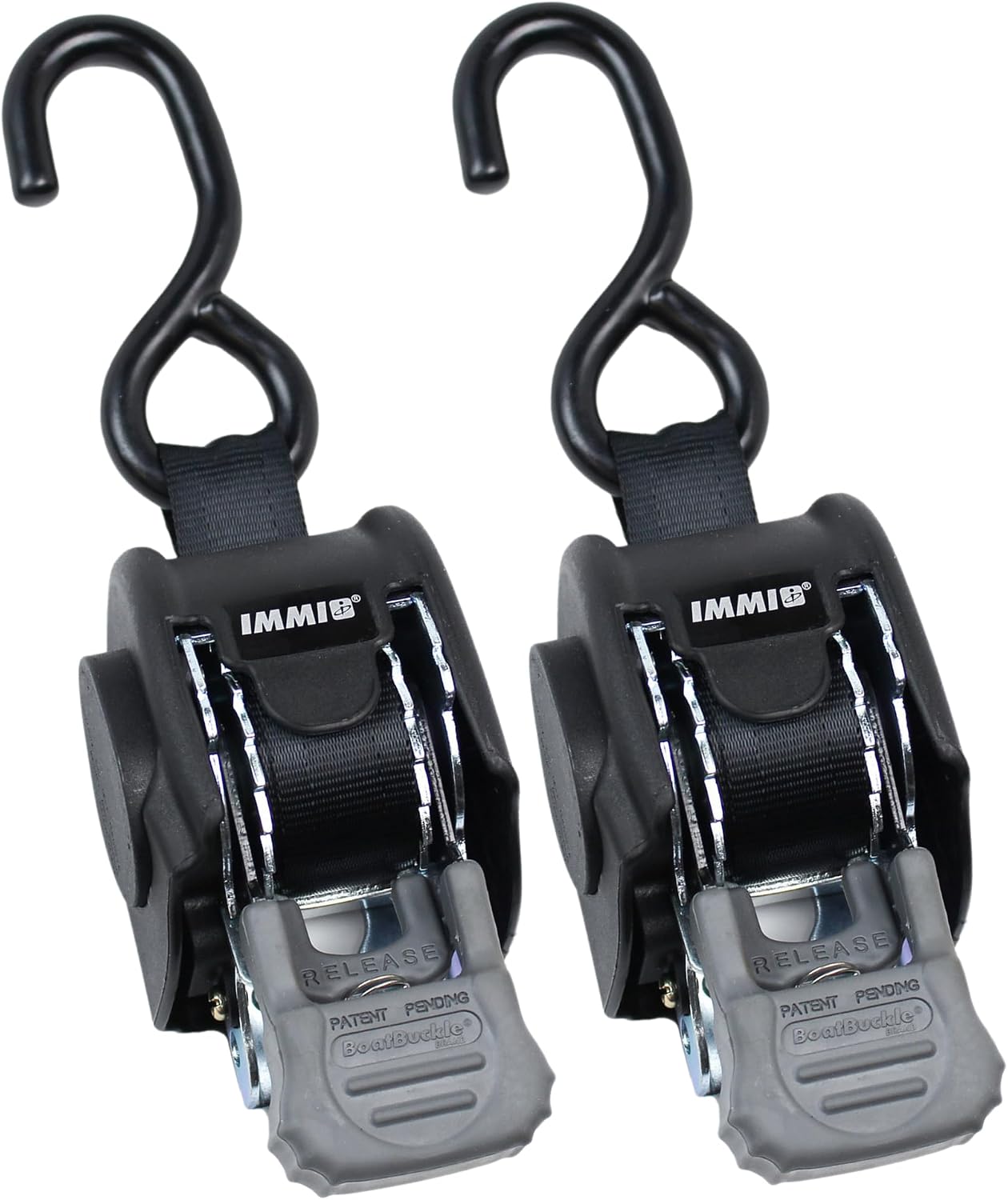 BoatBuckle Mini G3 Retractable Transom Tie Downs 1 x 6 ft, 1,400 lb, 2-Pack