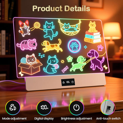 TAEMVV 16" LED Drawing Board for Kids Birthday Gift for Girls 1 Pack, White