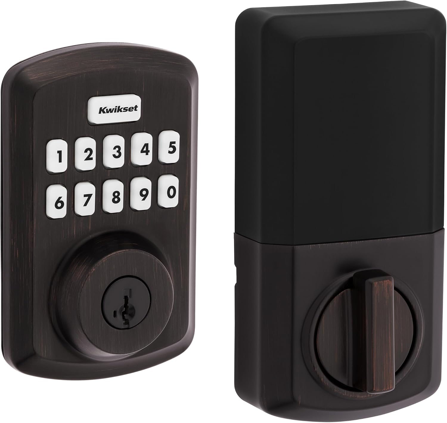 Kwikset Powerbolt 250 10-Button Keypad Venetian Bronze Transitional Electronic Deadbolt Door Lock, Featuring Convenient Keyless Entry, Customizable User Codes and Auto-Locking