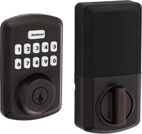 Kwikset Powerbolt 250 10-Button Keypad Venetian Bronze Transitional Electronic Deadbolt Door Lock, Featuring Convenient Keyless Entry, Customizable User Codes and Auto-Locking