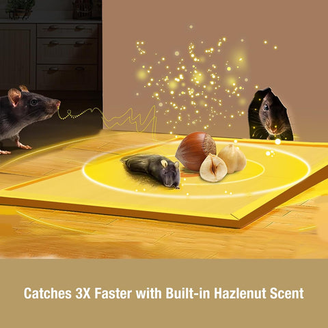 ZingZap Sticky Mouse Traps Glue Boards 10-PK, 3X Faster Catch with Built-in Hazelnut Scent, Extra-Heavy Fiber Glue Traps for Rats & Mice, Crawling Pests, 100% Biodegradable, Indoors Home & Commercial