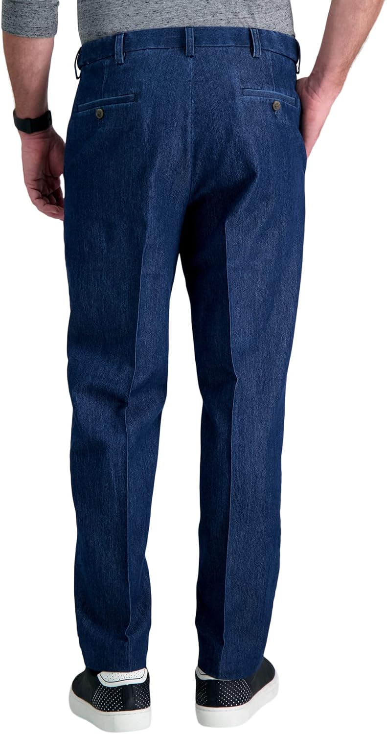 Haggar Men's Work To Weekend No Iron Denim Flat Front & Pleat Pant - Regular and Big & Tall Sizes
