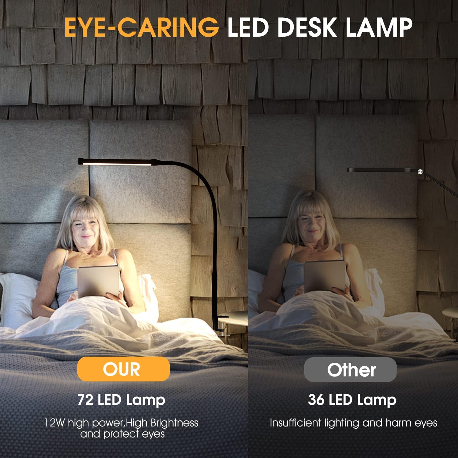 Voncerus LED Desk Lamp with Clamp, Clip on Lights for Home Office, Black