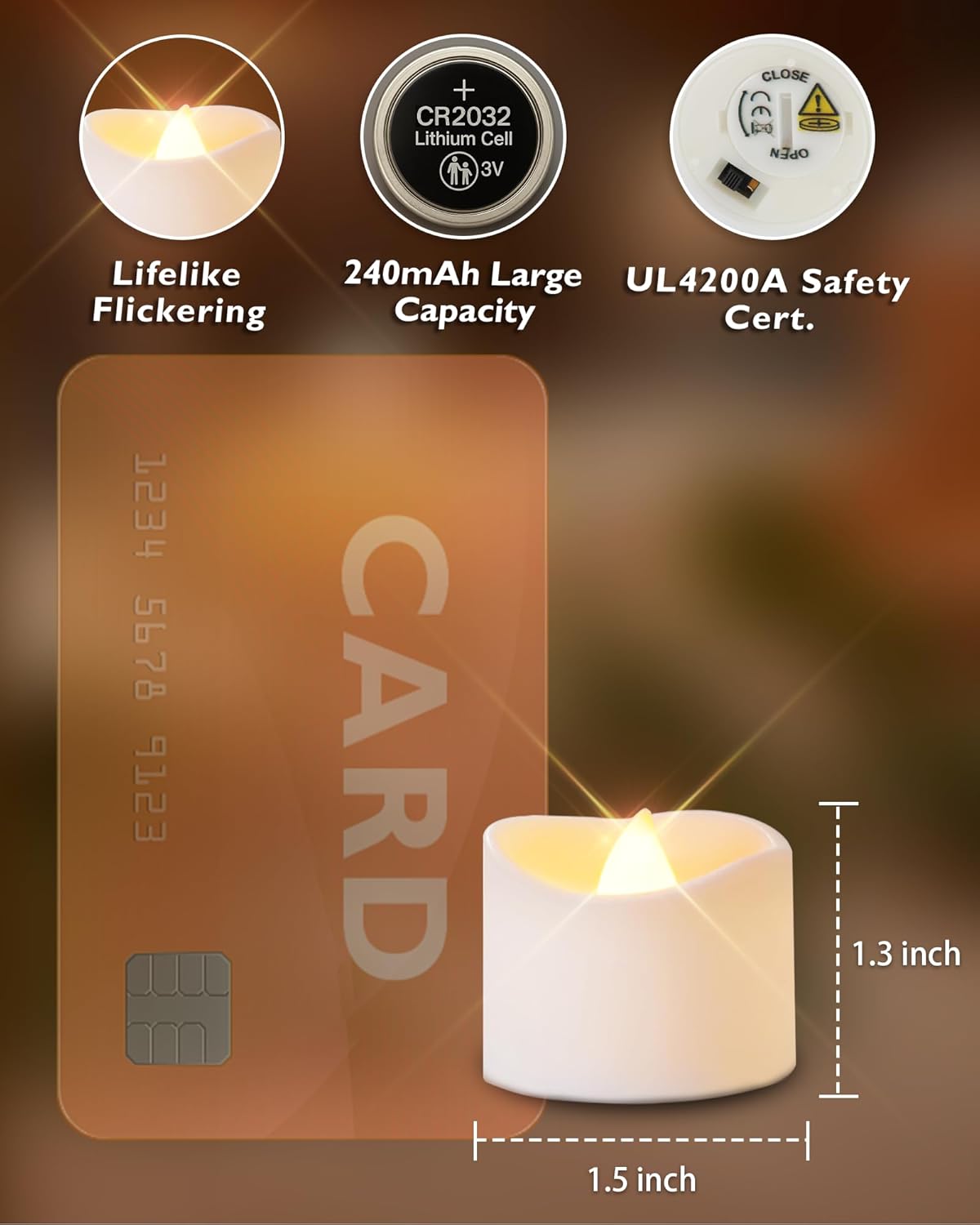 Homemory 12-Pack Battery Tea Lights with Timer Built in, Auto-On 6H Daily