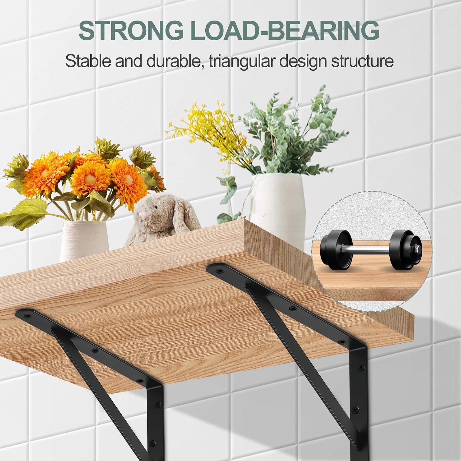 8 Pack L5 x H 3" Black Heavy Duty Shelf Brackets with Screws Metal Shelf Brackets Shelf Support Angle Brackets for Shelves L Brackets Heavy Duty Floating Shelf