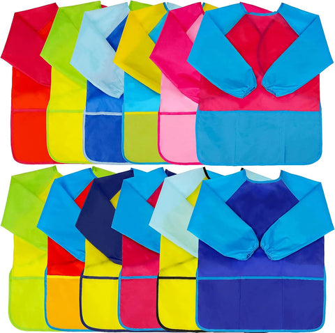 Zkptops 12 Pack Kids Art Smocks Waterproof Painting Apron,Toddler Smock