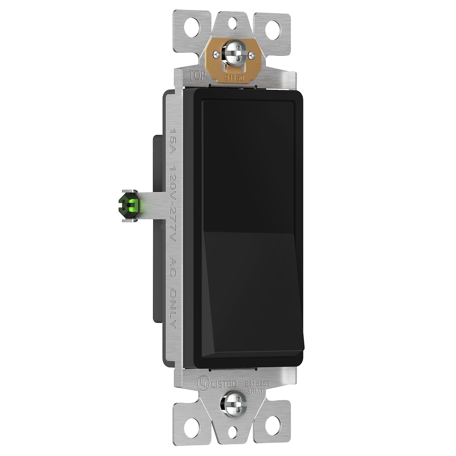 ENERLITES Black Single Pole Decorator Paddle Light Switch, 15A, 10 Pack