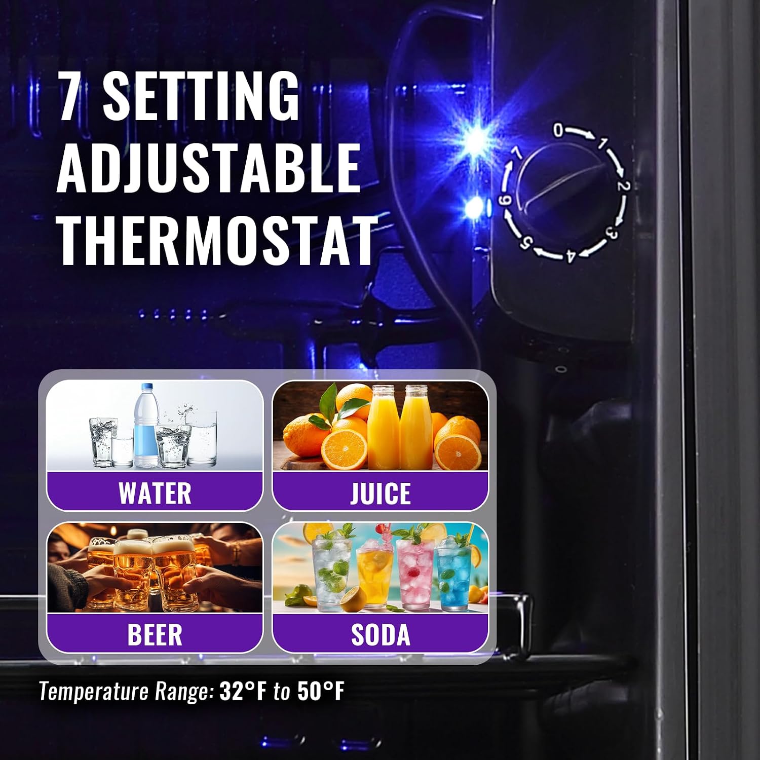 WANAI 3.5 Cu.ft Beverage Refrigerator Cooler, Mini Fridge with Glass Door for Beer Soda or Water, Small Drink Cooler Machine Clear Front Removable Shelves perfect for Home, Bar, Office