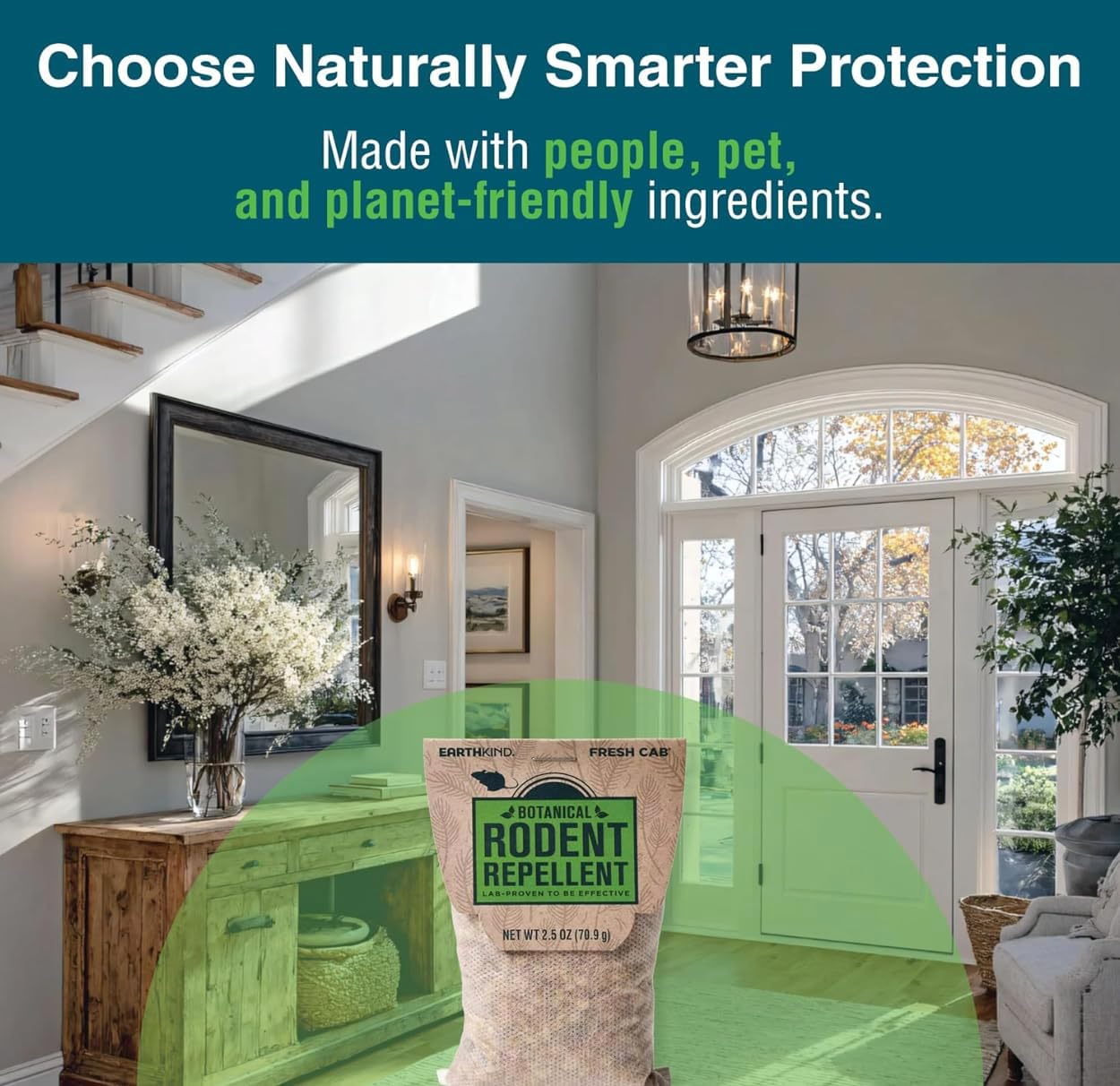 Fresh Cab FC6 Botanical Rodent Repellent Keeps Mice and Rats Out, Federal EPA Registered for Use Indoors and in Enclosed Spaces, 2.5 Ounce x 4 Scent Pouches x 4 Pack (Total 16 Pouches)