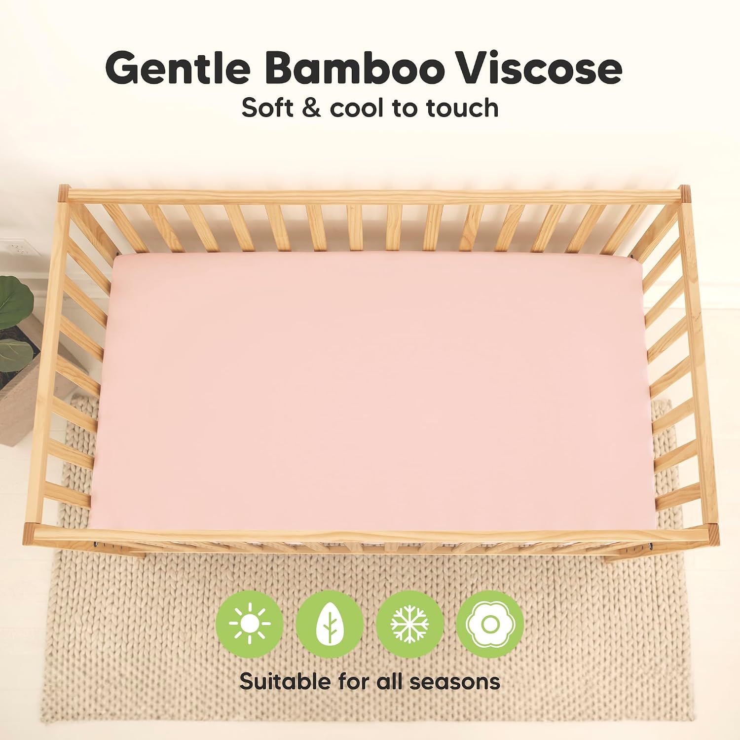 2-Pack Waterproof Baby Crib Sheets for Boys, Girls, 52x28 (Cameo)
