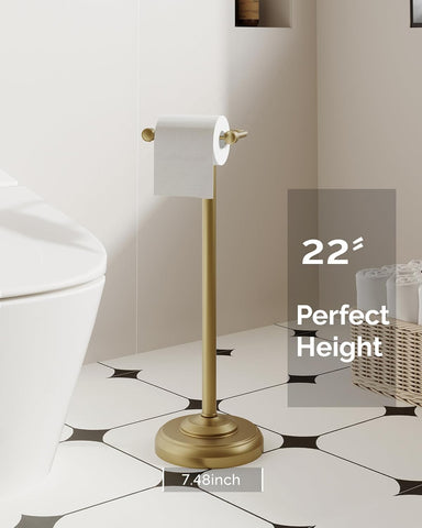 Gold Toilet Paper Holder Stand Stainless Steel & Weighted Base