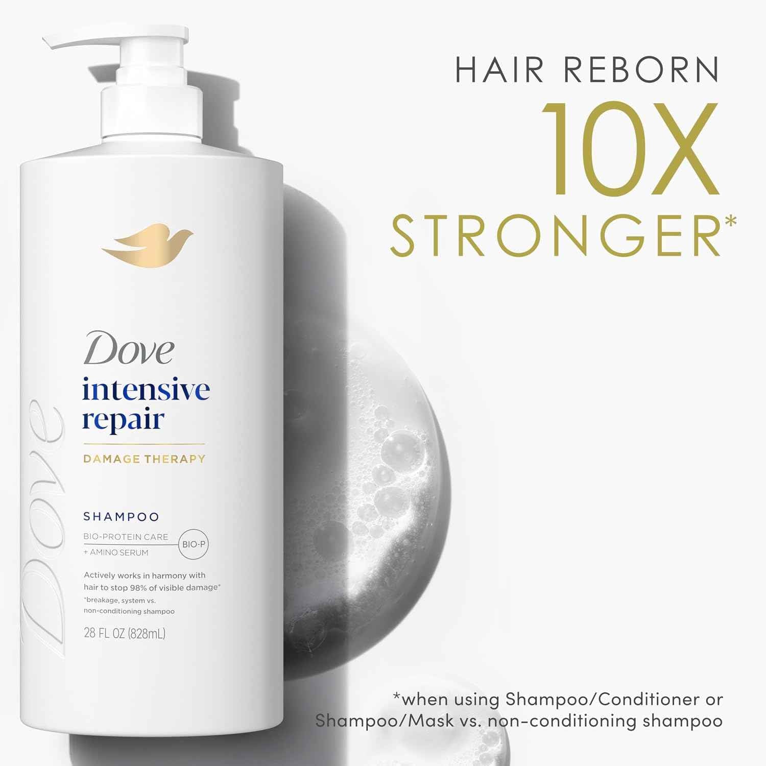 Dove Shampoo 4 Pack Intensive Repair for Damaged Hair with Bio-Protein Care Technology and Amino Serum 28 Fl Oz