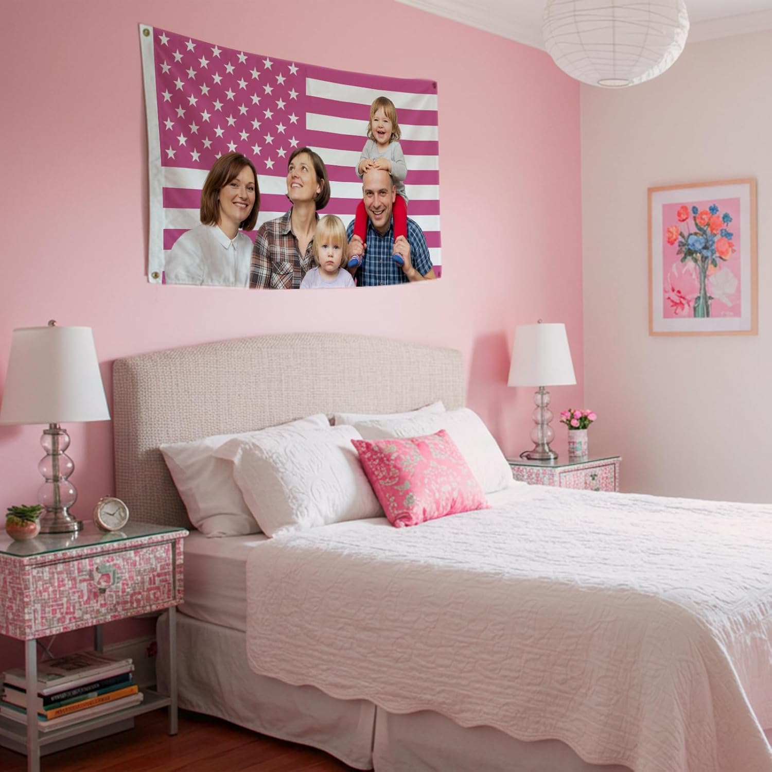 Nxwdwqa Custom Pink America Flag 3X5 Ft Personalized Flags Design Your Image Funny Tapestry Poster For Decorate Clubs Concerts Bars University Dormitories Living Rooms Bedrooms