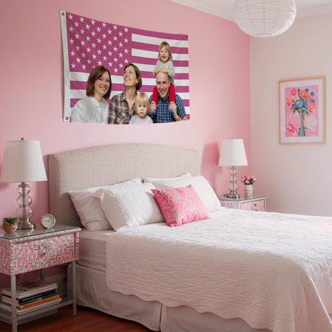 Nxwdwqa Custom Pink America Flag 3X5 Ft Personalized Flags Design Your Image Funny Tapestry Poster For Decorate Clubs Concerts Bars University Dormitories Living Rooms Bedrooms
