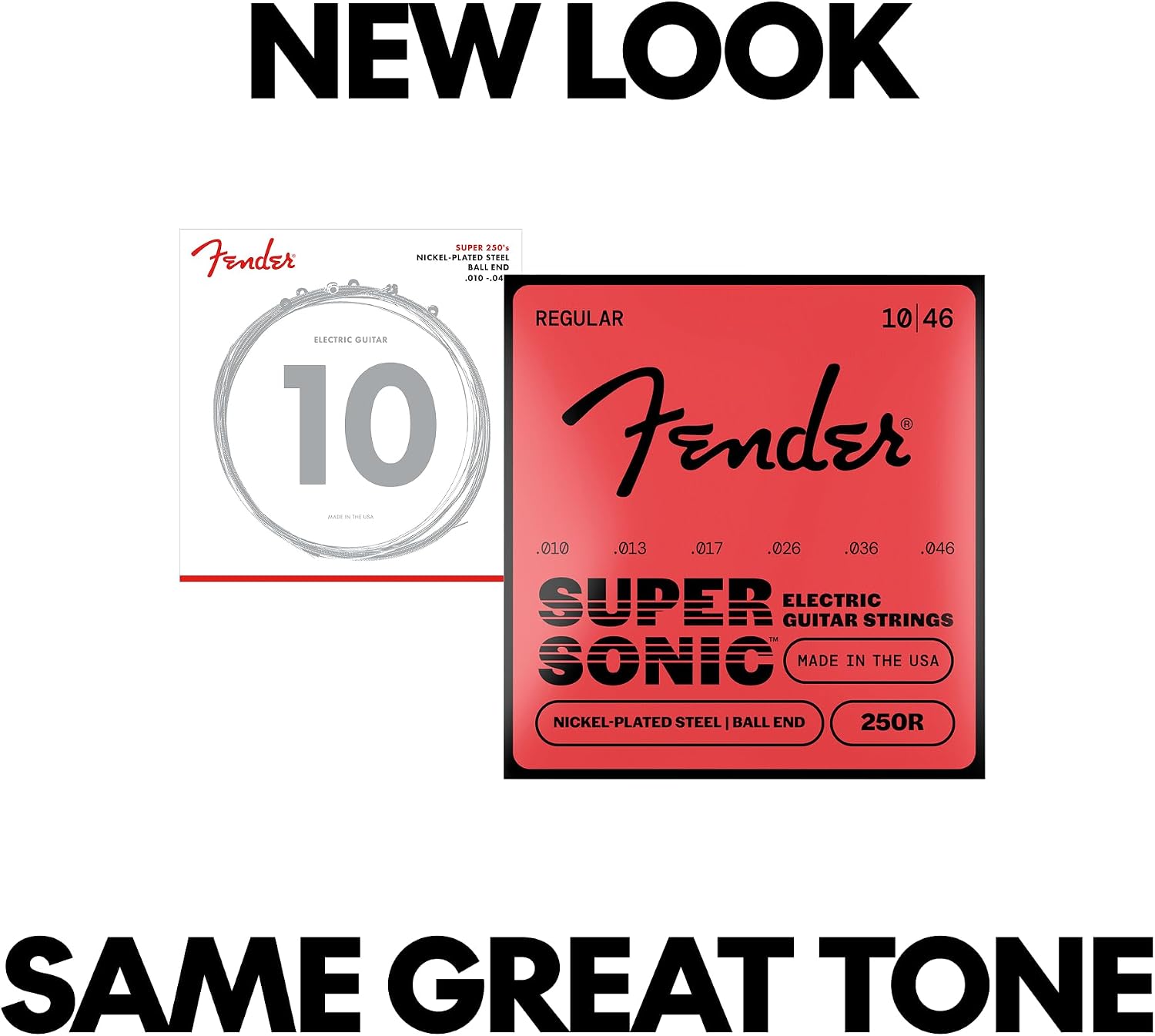 Fender Super 250 Electric Guitar Strings, Nickel Plated Steel, Ball End, 250R .010-.046
