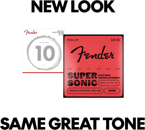 Fender Super 250 Electric Guitar Strings, Nickel Plated Steel, Ball End, 250R .010-.046