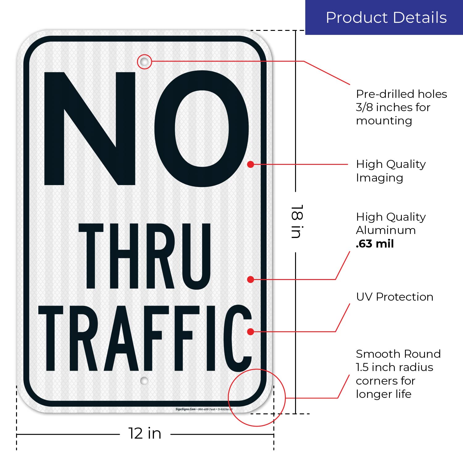 No Thru Traffic Sign,