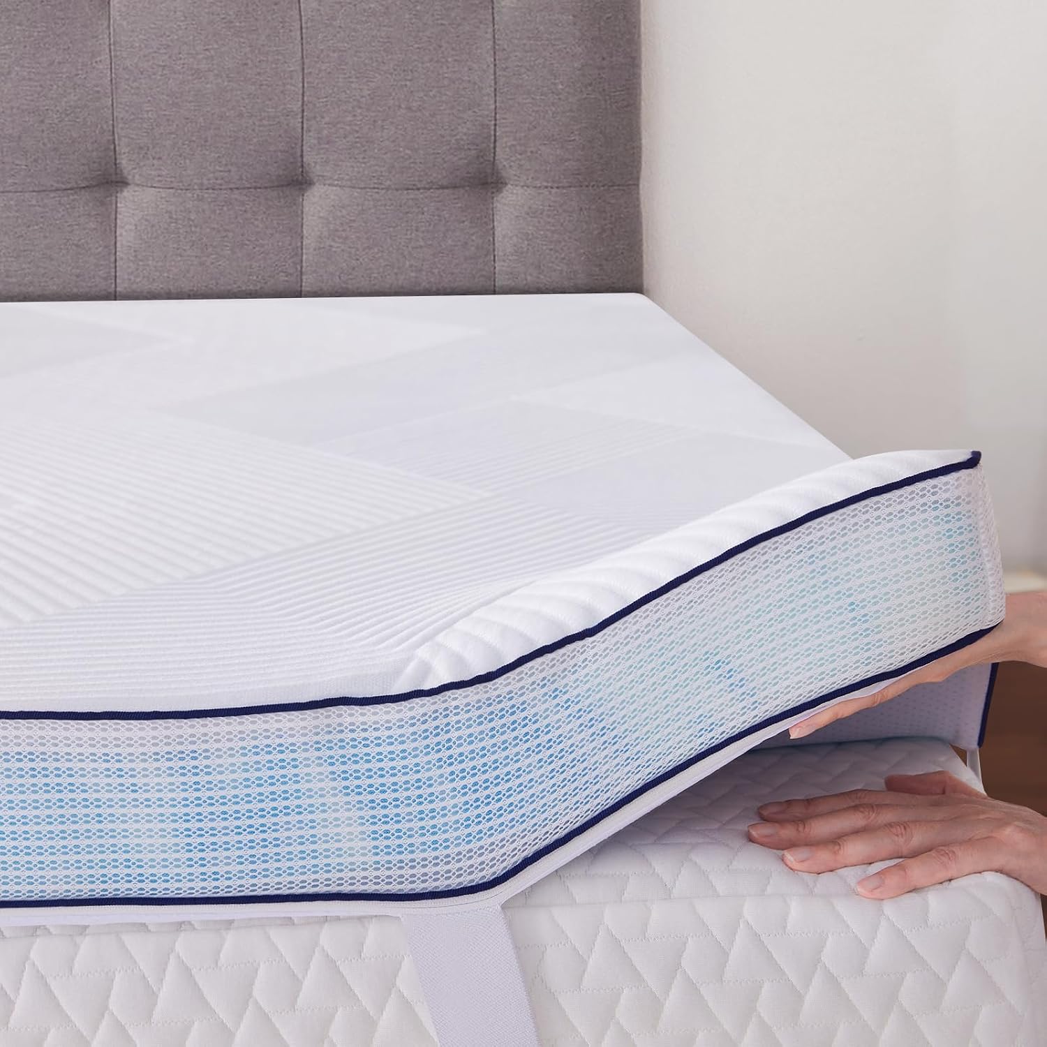 SOOSLEEPY 3 Inch Memory Foam Mattress Topper Queen Size with Removable Soft Cover Ventilated Breathable Cooling Mattress Pad Portable Bed Topper for Back Pain, CertiPUR-US Certified