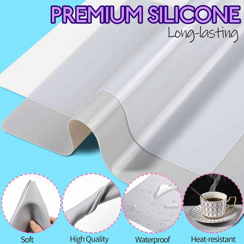 LEOBRO Silicone Mats for Crafts, 2 Pcs 11.69" x 8.26" Silicone Mats for Resin, Paint Clay Play Dough Mat, DIY Arts and Crafts, Light Gray & Clear