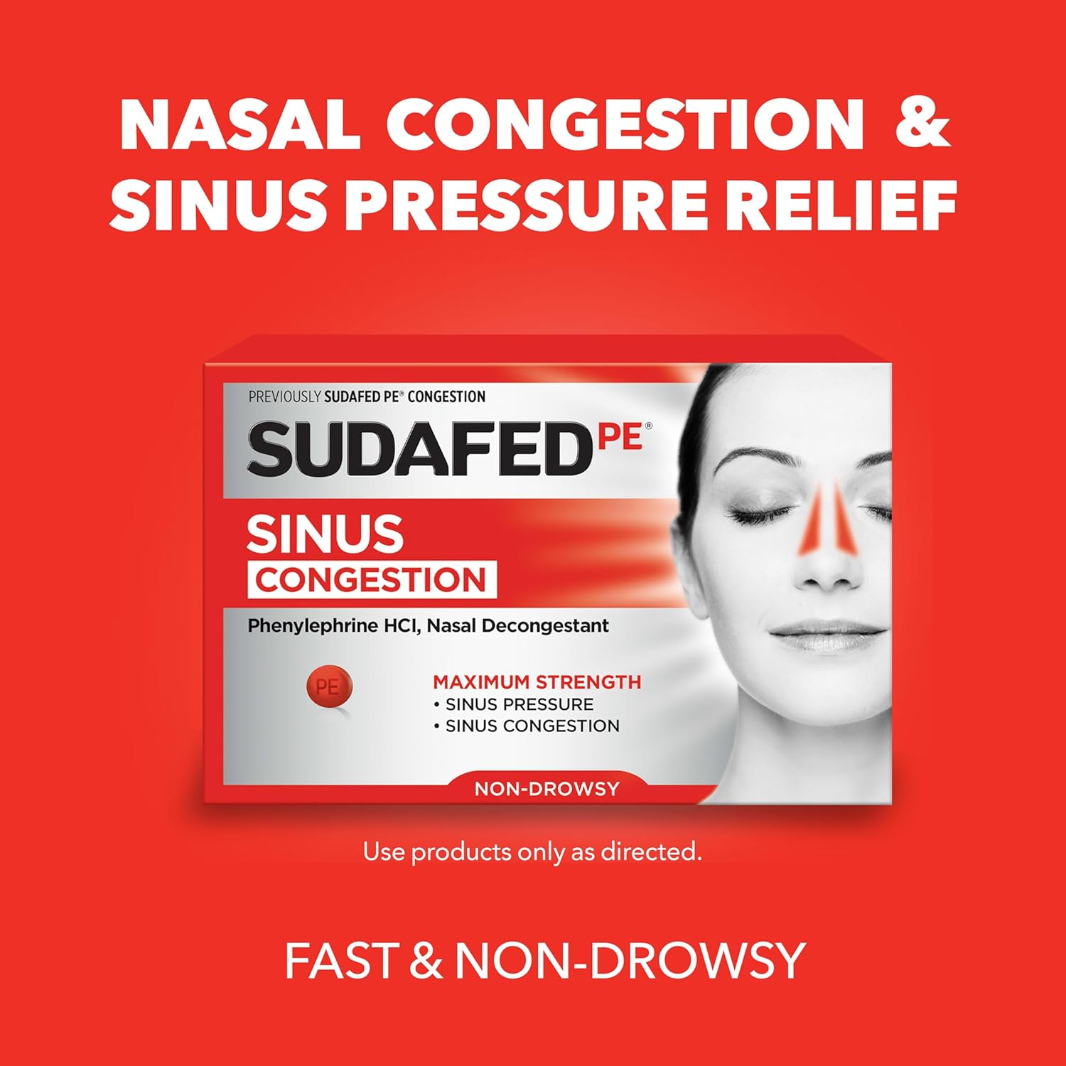 Sudafed PE Sinus Congestion Relief Tablets, 10 mg Phenylephrine HCI, 36 Ct